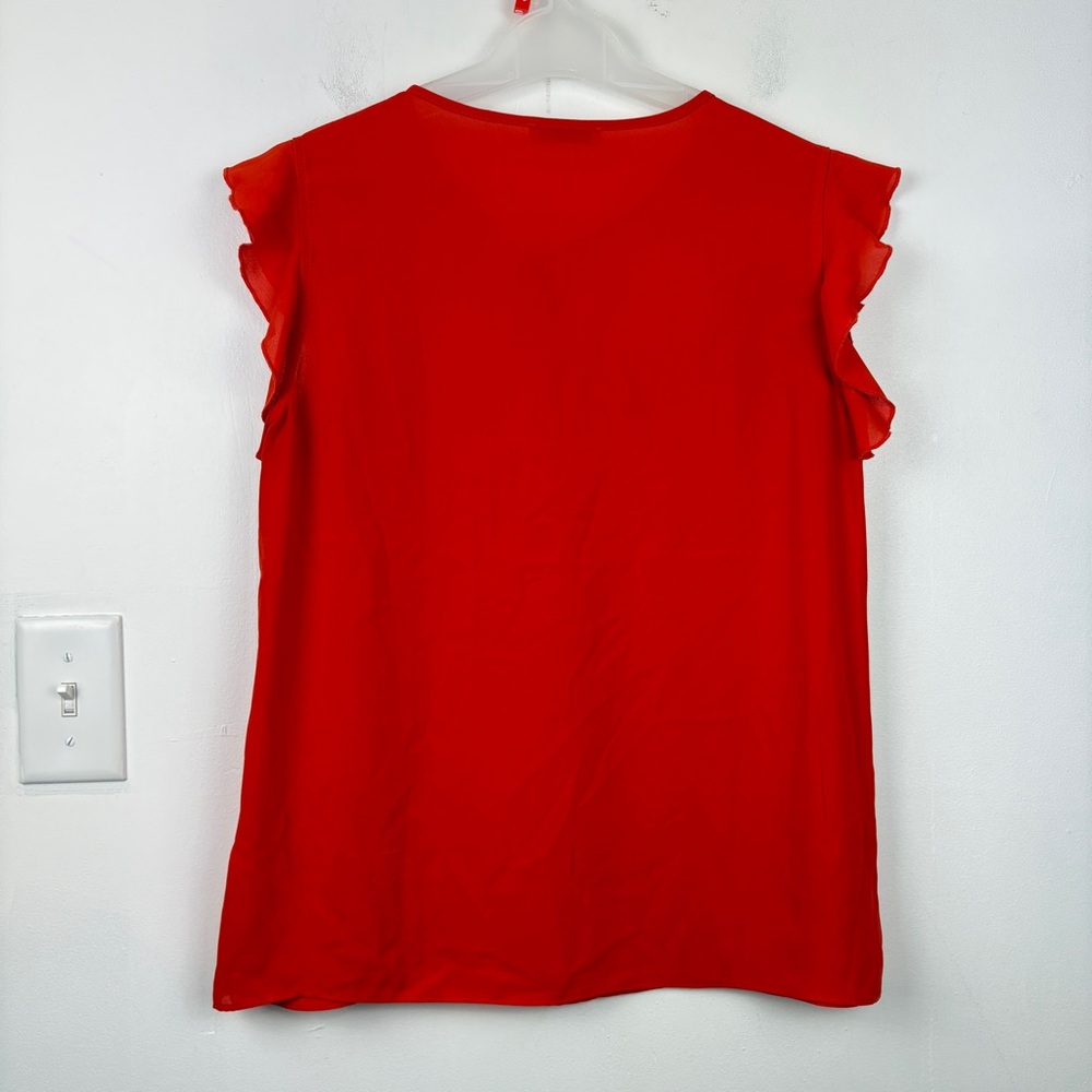 Dex Red Sleeveless Ruffled Tie Front Blouse Boho Feminine Lace Detail Top - Picture 8 of 8